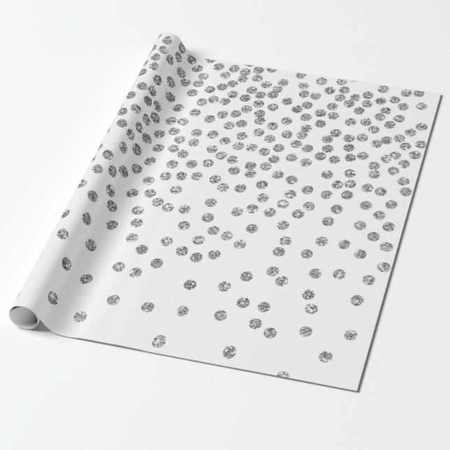 Papier Cadeau Diamants de Parties scintillant d'argent Points Co (Déroulé)
