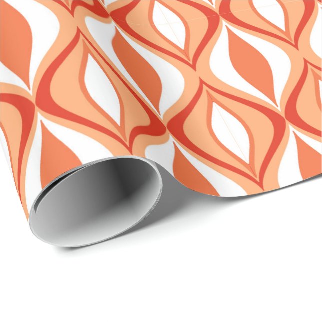 Papier Cadeau Diamants, orange et blanc modernes de la moitié du (Coin rond)