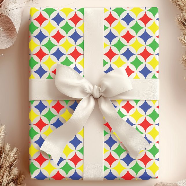 Papier Cadeau Diamants primaires arc-en-ciel Motif d'anniversair (Créateur téléchargé)