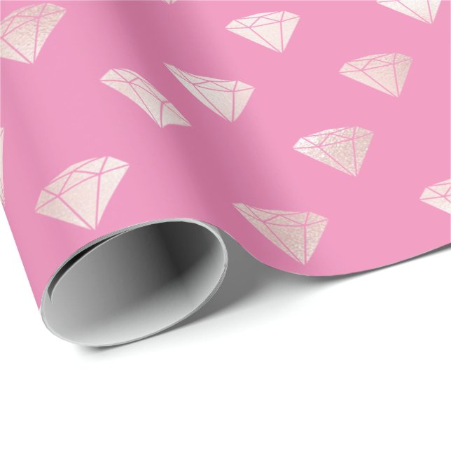 Papier Cadeau Diamants rose Glam Girl (Coin rond)