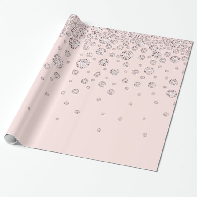 Papier Cadeau diamants roses rose (Déroulé)