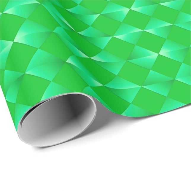 Papier Cadeau Diamants satinés du milieu du siècle - vert émerau (Coin rond)