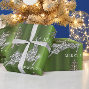 Papier Cadeau Diamond Reindeer Joyeux Noël Luxe