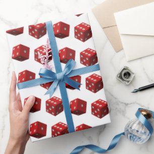 Papier Cadeau Dice rouge sur blanc