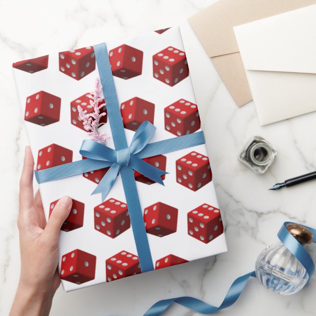 Papier Cadeau Dice rouge sur blanc (Cadeaux)