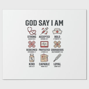 Papier Cadeau Dieu dit que je suis infirmière Foi Design de grav
