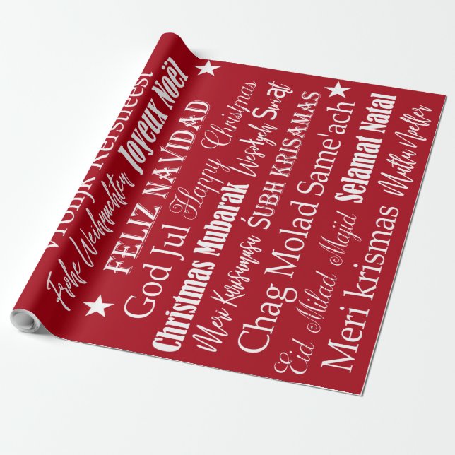 Papier Cadeau Différentes langues de Joyeux Noël (Déroulé)