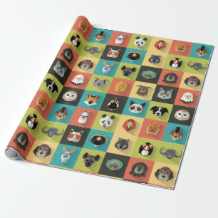 Papier Cadeau Différents Animaux Décoratifs
