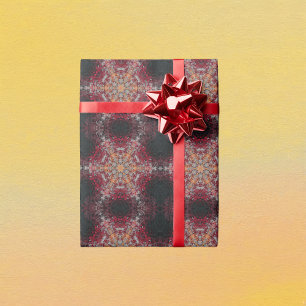 Papier Cadeau Digital Mandala rouge blanc orange et noir