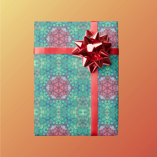 Papier Cadeau Digital Mandala rouge vert et bleu (Créateur téléchargé)