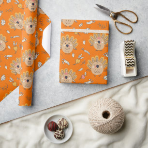 Papier Cadeau Dinde de Thanksgiving d'automne