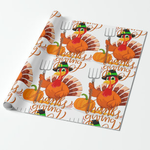 Papier Cadeau Dinde fermière de Thanksgiving