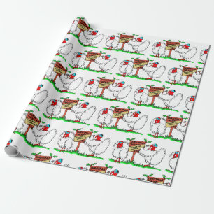 Papier Cadeau Dindes de Noël dessin animé confinement