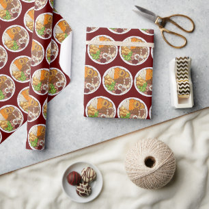 Papier Cadeau Dîner de Noël UK Festive British Food