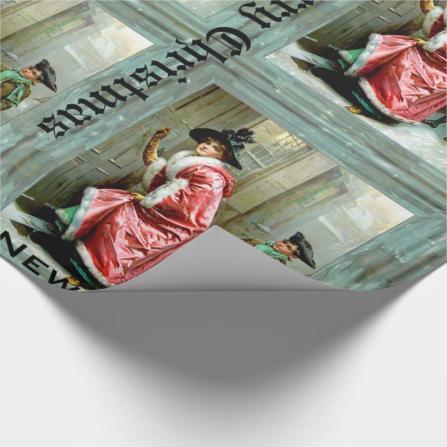 Papier Cadeau Dîner de Noël victorien (Coin)