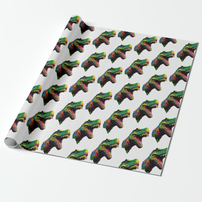 Papier Cadeau Dino heureux enfants d'anniversaire (Déroulé)