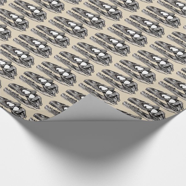 Papier Cadeau DINO - Papier brillant beige, 30" x 6" (Coin)