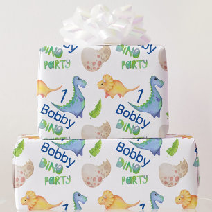 Papier Cadeau Dino Party Cute Dinosaur Anniversaire Garçon Perso