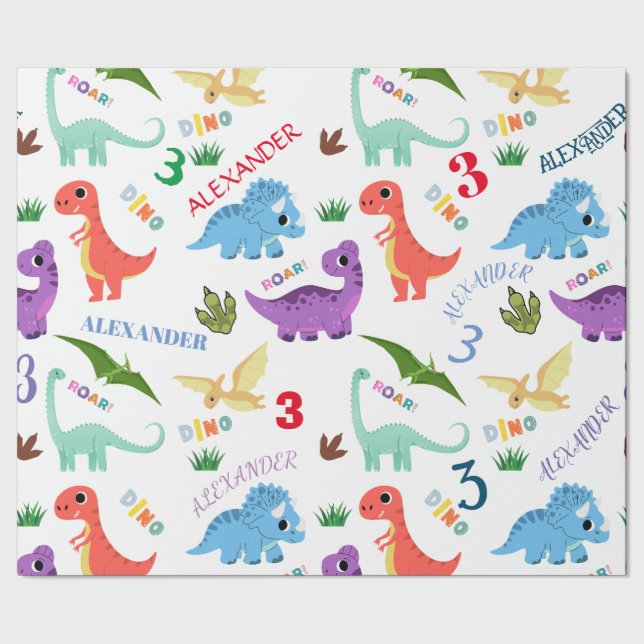 Papier Cadeau Dinosaur Animal Dino fête d'anniversaire Personnal (Couture)