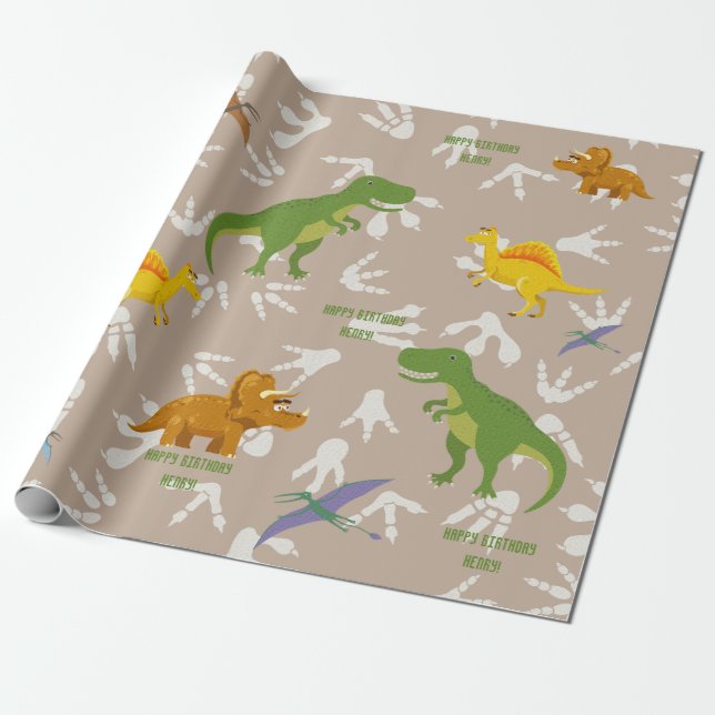 Papier Cadeau Dinosaur Anniversaire, Anniversaire Enfant, Texte  (Déroulé)