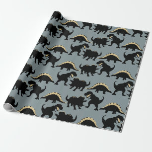 Papier Cadeau Dinosaur Anniversaire Papier d'enveloppement Or