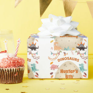 Papier Cadeau Dinosaur fête d'anniversaire avec l'oeuf géant Din