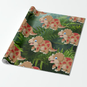Papier Cadeau Dinosaur Jungle Tricératops Enfants