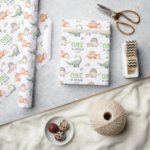 Papier Cadeau Dinosaur One-A-Saurus 1er anniversaire
