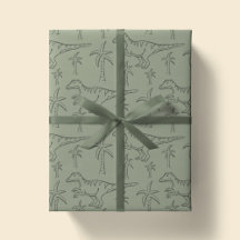 Dinosaur Pattern Modern Boy Dino Jungle Sage Green