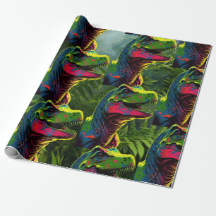 Papier Cadeau Dinosaur Pink Jungle Anniversaire Enfants