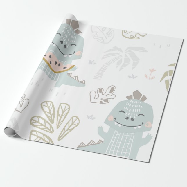 Papier Cadeau  Dinosaure à la pastèque (Déroulé)