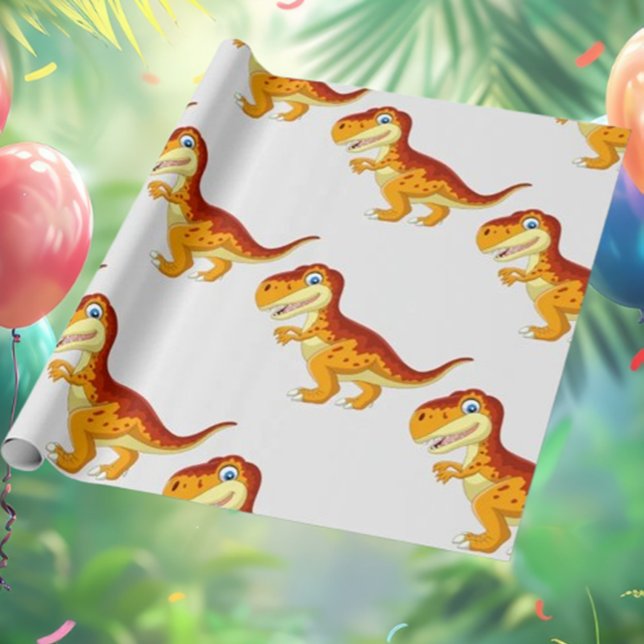 Papier Cadeau Dinosaure Anniversaire Or Papier d'enveloppement (Make your little one's birthday extra special with our Dinosaur Birthday Gold Wrapping Paper.)