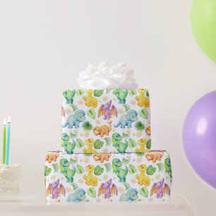 Papier Cadeau Dinosaure Bébé coloré