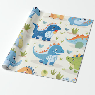 Papier Cadeau Dinosaure coloré mignon Motif bébé