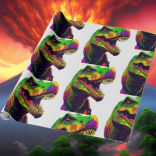 Papier Cadeau Dinosaure Cool Jaune Joyeux Anniversaire