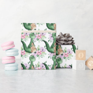 Papier Cadeau Dinosaure dans les fleurs garçons filles soirée 