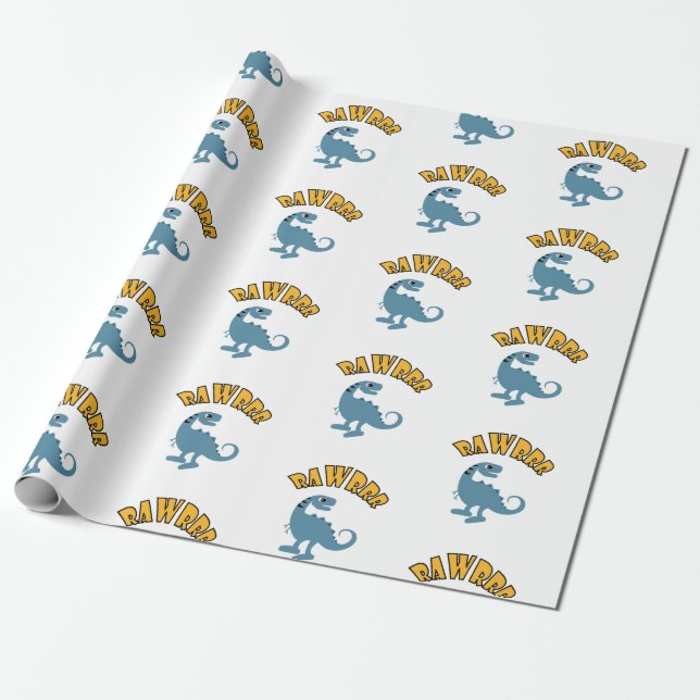 Papier Cadeau Dinosaure de bébé - Papier d'enveloppement mat (Déroulé)