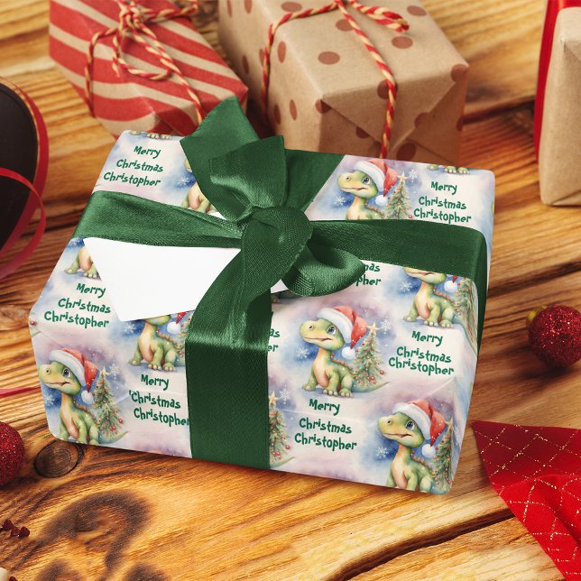 Papier Cadeau Dinosaure de Noël (Créateur téléchargé)