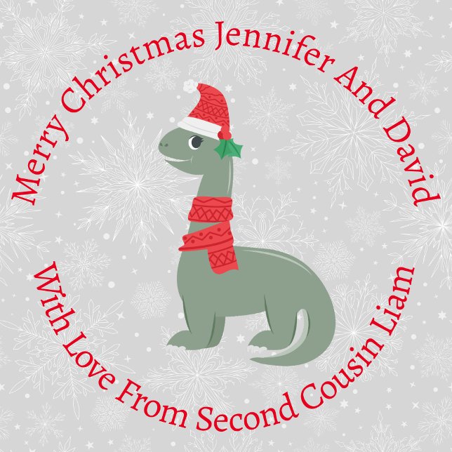 Papier Cadeau Dinosaure de Noël Holly souriant personnalisé (Créateur téléchargé)