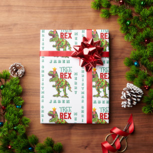 Papier Cadeau Dinosaure de Noël Joyeux Personnalisé