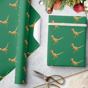 Papier Cadeau Dinosaure de Noël Raptor