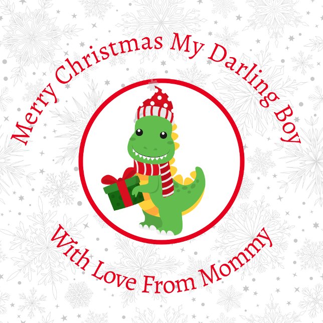 Papier Cadeau Dinosaure de Noël souriant personnalisé (Créateur téléchargé)