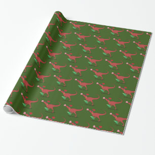 Papier Cadeau Dinosaure Patinage Santa Hat