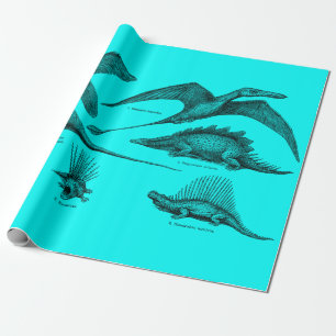 Papier Cadeau Dinosaure Vintage Illustration Dinosaures rétro