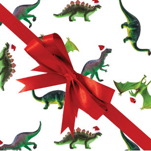 Papier Cadeau Dinosaures à Santa Hats