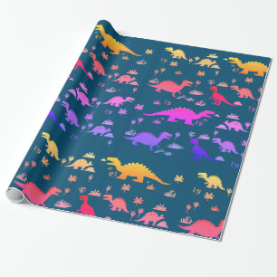 Papier Cadeau Dinosaures colorés mignon Motif