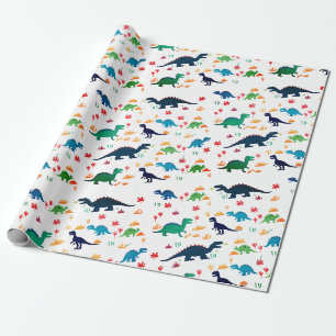 Papier Cadeau Dinosaures colorés mignon Motif