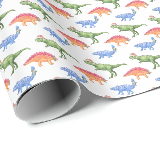 Papier cadeau Dinosaures de fête (Coin rond)