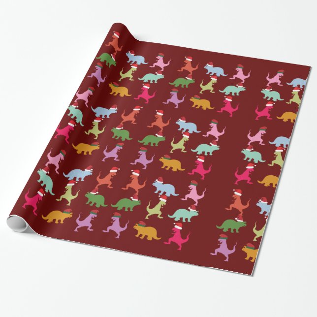 Papier Cadeau Dinosaures de Noël (Déroulé)