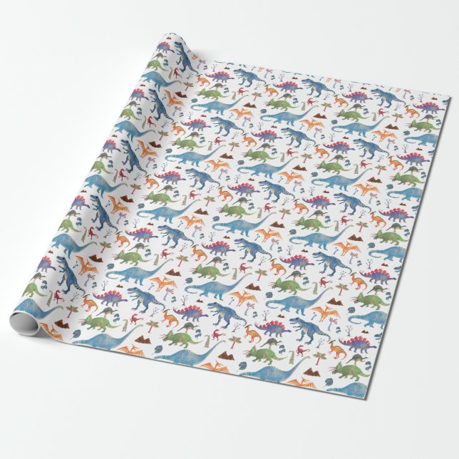 Papier Cadeau Dinosaures enveloppement papier par Popobell (Déroulé)